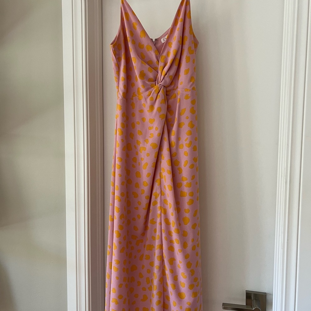 Leith Pink and Orange Midi Dress